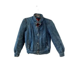 Vintage Snap Button Front Cotton Denim Jacket Womens Blue Size Medium